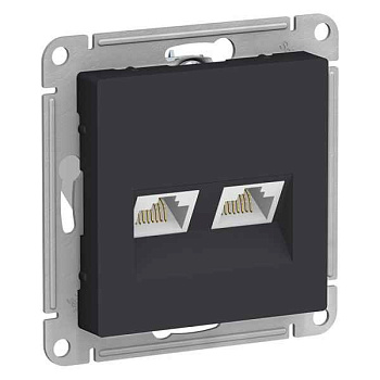 ШЭ Атлас Роз.двойная (комп+комп) с/у RJ45+RJ45, кат.5E, (б/рамки, карбон) ATN001085 (5шт/уп)