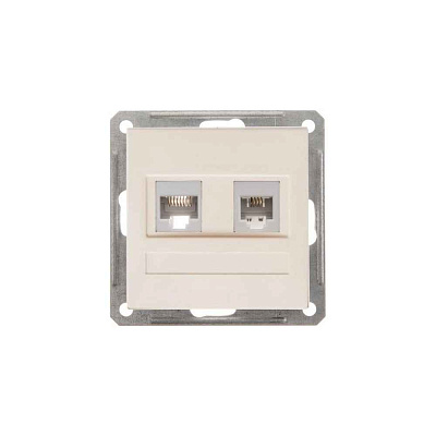 ШЭ 59 Роз.двойная (телеф+комп) RJ11+RJ45 кат.5е (ч.барxат, б/рамки)(10шт) RSI-251TK5E-6-86