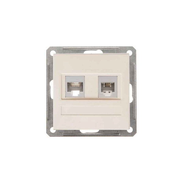ШЭ 59 Роз.двойная (телеф+комп) RJ11+RJ45 кат.5е (ч.барxат, б/рамки)(10шт) RSI-251TK5E-6-86