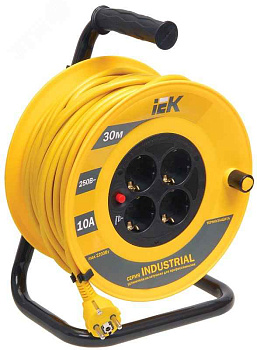 Удлинитель 30м  4 роз. с заземл. УК30 катушка IP20, ПВС 3x1,5, ИЭК Industrial