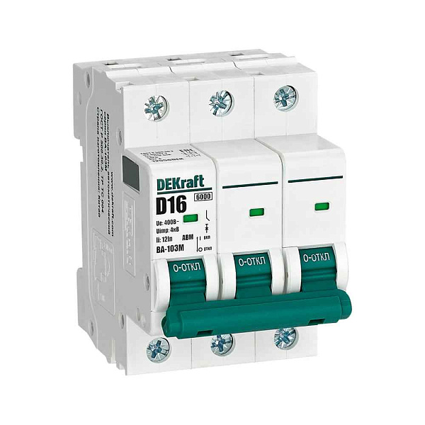 12556DEK Авт. выкл. без теплозащиты 3P 16А х-ка D 6кА ВА-103M 
