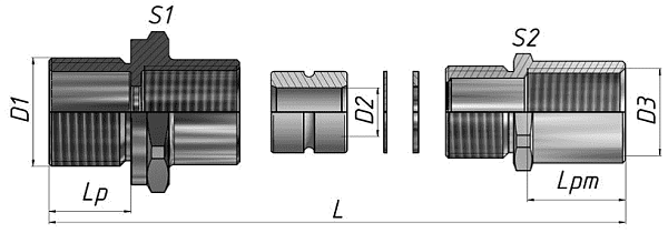Ех-кабельный ввод ВКВ2ТВ-ЛР-М50-G1 1/2-44 1Ex db e II Gb X ГОФРОМАТИК 