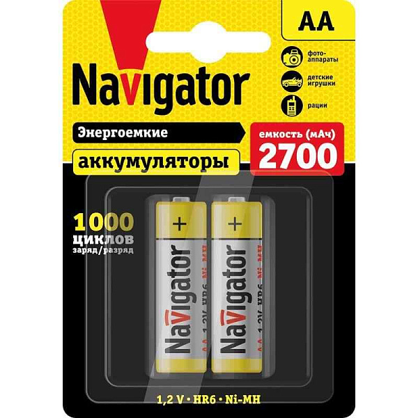 Аккумулятор AA/HR6 94 465 NHR-2700-HR6-BP2 (блист.2шт) Navigator 94465 