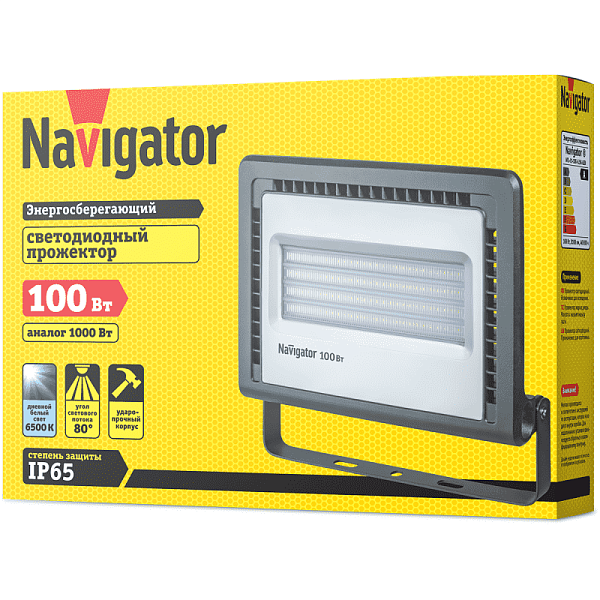 Прожектор светодиодный 14 150 NFL-01-100-6.5K-LED 100Вт 6500К IP65 8100лм черн. Navigator 14150