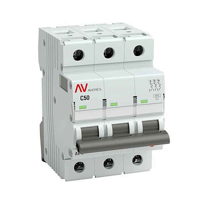 Выключатель автоматический модульный 3п C 50А 6кА AV-6 AVERES EKF mcb6-3-50C-av 