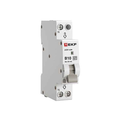 Выключатель автоматический дифференциального тока 1мод. C 10А 30мА тип А 6кА АВДТ-63М (электрон.) PROxima EKF D636EA10C30 