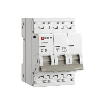 Автомат  3п 10А (C) (ВА 47-63N) 6kA EKF PROxima 