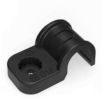 Крепеж-скоба односторонняя d16мм для прямого монтажа атмосф. пластик. черн. (уп.50шт) Промрукав PR13.0372