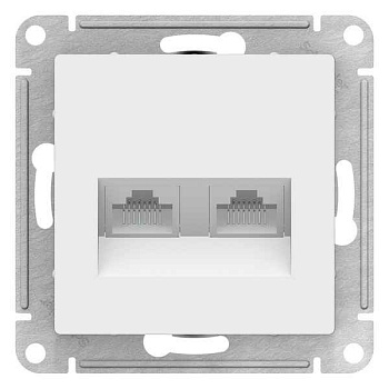 ШЭ Атлас Роз.двойная (комп+комп) с/у RJ45+RJ45, кат.5E, (б/рамки, белый) ATN000185 (10шт/уп)