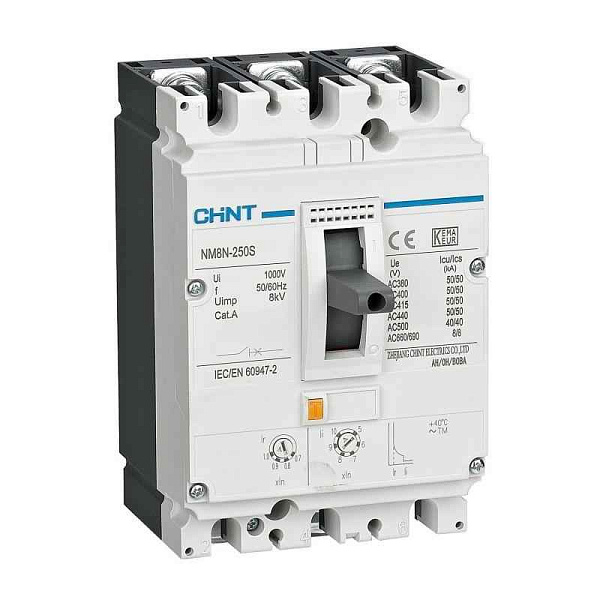 Выключатель автоматический 3п 160А 50кА NM8N-250S TM 3P с рег. термомагнит. расцеп. (R) CHINT 271172 