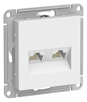 ШЭ Глосса Роз.двойная (комп+комп) RJ45+RJ45, кат.5е (титан, б/рамки) GSL000485КК (10шт/уп)
