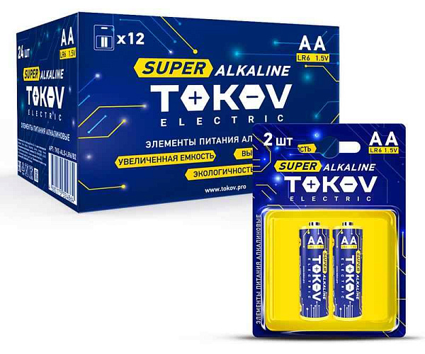 Элемент питания алкалиновый AA/LR6 (блист.2шт) TOKOV ELECTRIC TKE-ALS-LR6/B2 