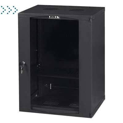 Шкаф настенный Next, 18U 550x450, стеклянная дверь, черный 