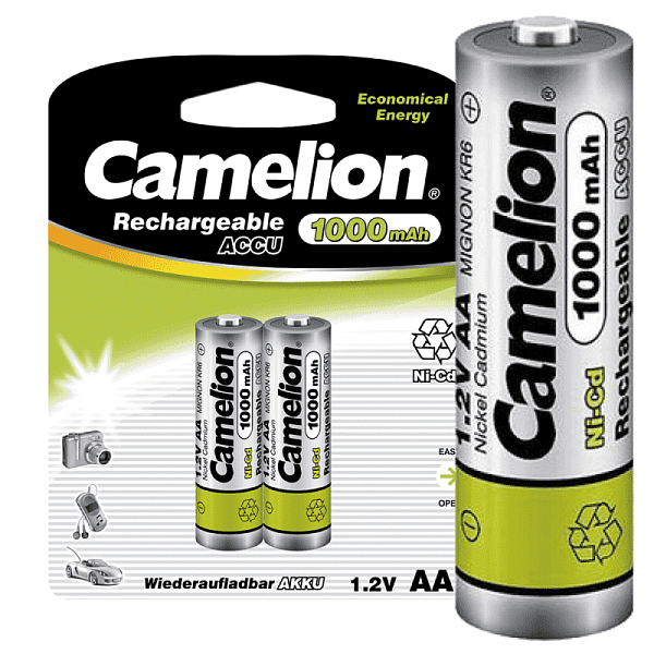 Аккумулятор AA/R6 1000мА.ч NI-CD BP-2 металлик (блист.2шт) Camelion 6181 