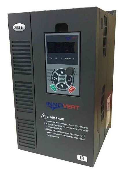Преобразователь частоты векторный INNOVERT ITD752U43B3 (7,5 кВтx380 В), выходной ток 17 А, с платой для подключения инкрементального энкодера 24VDC, HTL 