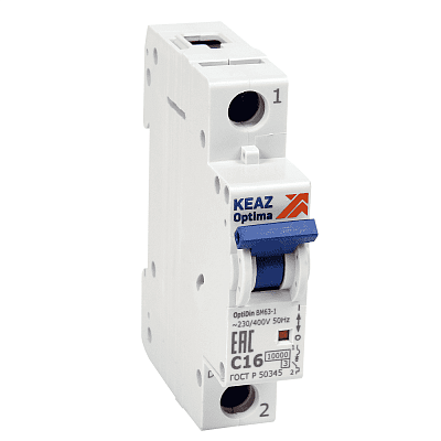 Выключатель автоматический модульный 1п C 16А 10кА OptiDin BM63-1C16-10-УХЛ3 КЭАЗ 249256 
