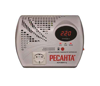 Стабилизатор напряжения АСН-500 Н/1-Ц 1ф 0.5кВт настен. с розеткой IP20 релейный Ресанта 63/6/9 
