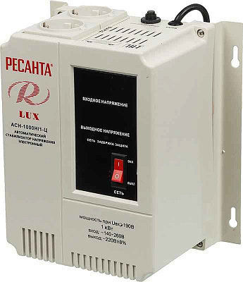 Стабилизатор напряжения АСН-1000 Н/1-Ц Lux 1ф 1кВт IP20 настен. релейный с двумя розетками Ресанта 63/6/14 