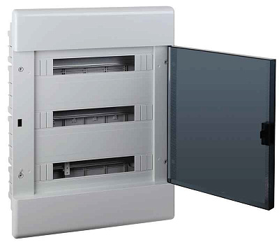 Щиток Тусо скрытая проводка на 54 модуля с дверцей 645х464х116мм (серый с прозр. дверцей) Ruvinil 68154СП 