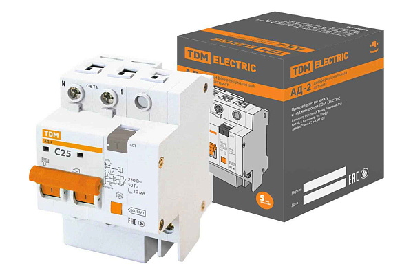 Авт.диф. 2п 25А 30мА  АД- 2 TDM 