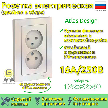 ШЭ Атлас Роз. 2-я с/у без/з,16А, (с/рамкой, жемчуг) ATN000420 (6шт/уп)