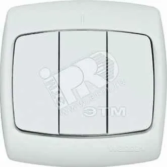 ШЭ Рондо Выкл. 3кл. с/у 10А (белый, с рамкой) VS05U-321-BI (15шт)