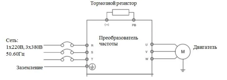 Схема подключения тормозного резистора к преобразователю частоты фото