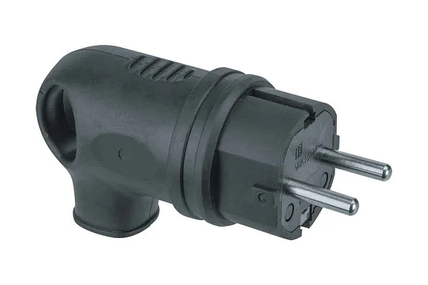 Вилка каучук угловая 2P+PE 16A 220В IP44 черная, Navigator 61367