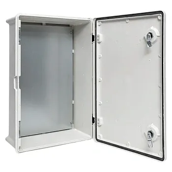 Щит навесной 600x400x200мм (ВxШxГ) из композитного (SMC) материала с защитной PC и монт. панелями, IP65