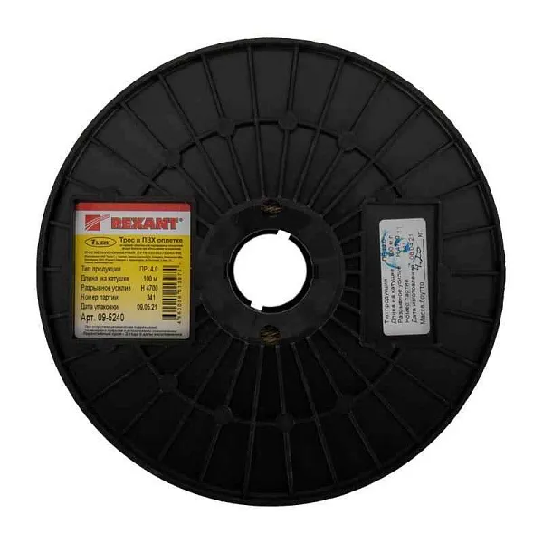 Трос стальной в ПВХ изоляции d4.0мм (уп.100м) Rexant 09-5240 