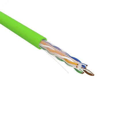 Кабель витая пара U/UTP, CAT 6, нг(A)-LSLTx, 4х2х0,575мм, 23AWG, INDOOR, SOLID, зеленый, 305м | 01-0071 | REXANT