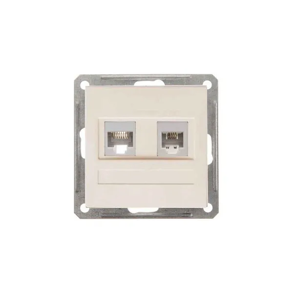 ШЭ 59 Роз. телеф.двойная  с/у RJ11 (сл.кость, б/рамки)(10шт) RSI-251TT-2-86