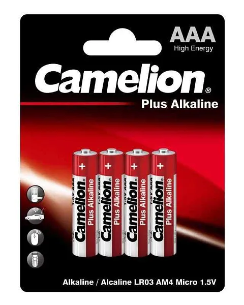 Элемент питания алкалиновый AAA/LR03 1.5В Plus Alkaline LR03-BP4 BL-4 (блист.4шт) Camelion 7369 