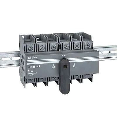 Рубильник 3п 40А реверсивный с рукояткой для прямой установки TwinBlock EKF tb-s-40-3p-rev 