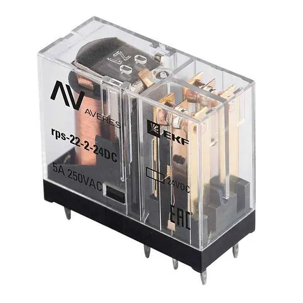 Реле промежуточное РП slim 22/2 5А 24В DC AVERES EKF rps-22-2-24DC 