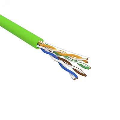 Кабель витая пара U/UTP, CAT 5e, нг(A)-LSLTx, 4х2х0,52мм, 24AWG, INDOOR, SOLID, зеленый, 305м | 01-0061 | REXANT