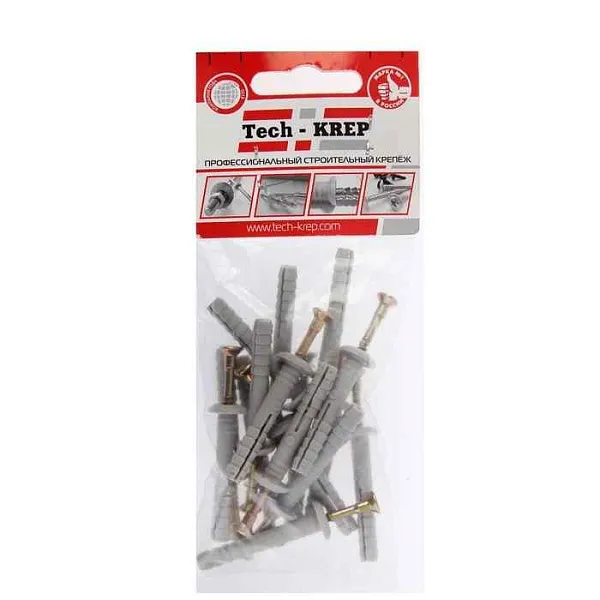 Дюбель-гвоздь 6х40 с грибовидной манжетой полипропилен (уп.16шт) пакет Tech-Krep 102945 