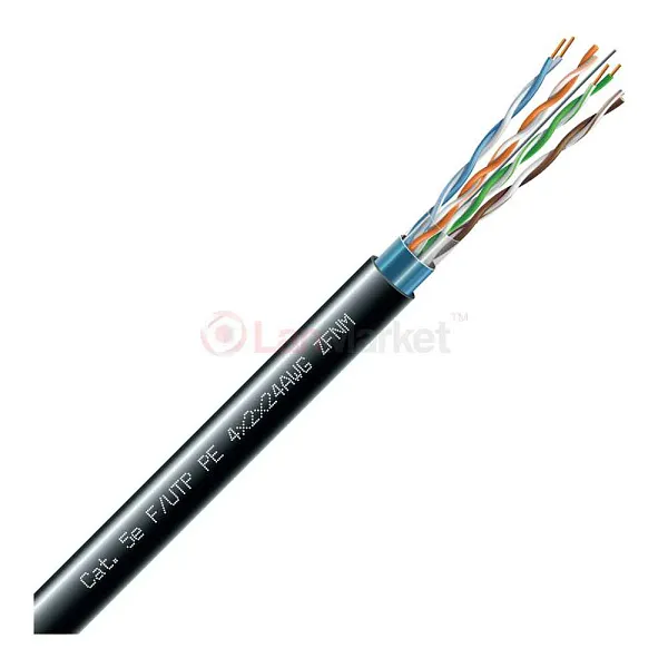 Кабель витая пара F/UTP кат.5E 4х2х24AWG solid CU PE Outdoor черн. (м) Эра Б0044689
