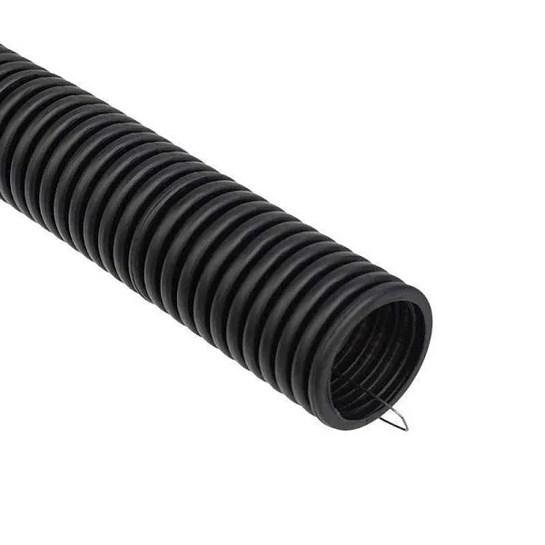 Труба гофрированная ПНД d25мм с протяжкой черн. (уп.50м) Rexant 28-0025-3 