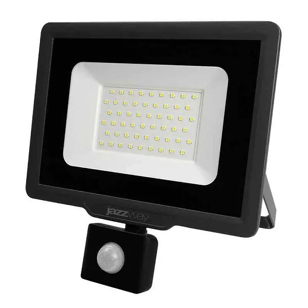 Прожектор светодиодный PFL-C3 SENSOR 50Вт 6500К IP65 ДО закален. прозр. стекло датчик движения инфракрасный Pro JazzWay 5026940A