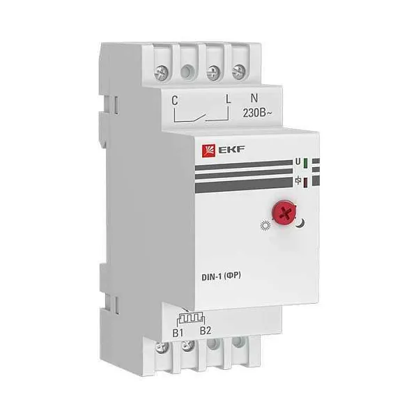 Фотореле с выносным датчиком DIN-1 (ФР) 2-100Лк 25А (3000Вт) EKF fr-din-1-25 