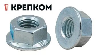 Гайка М10 с фланцем, цинк, DIN 6923 (250 шт в карт. уп.) STARFIX