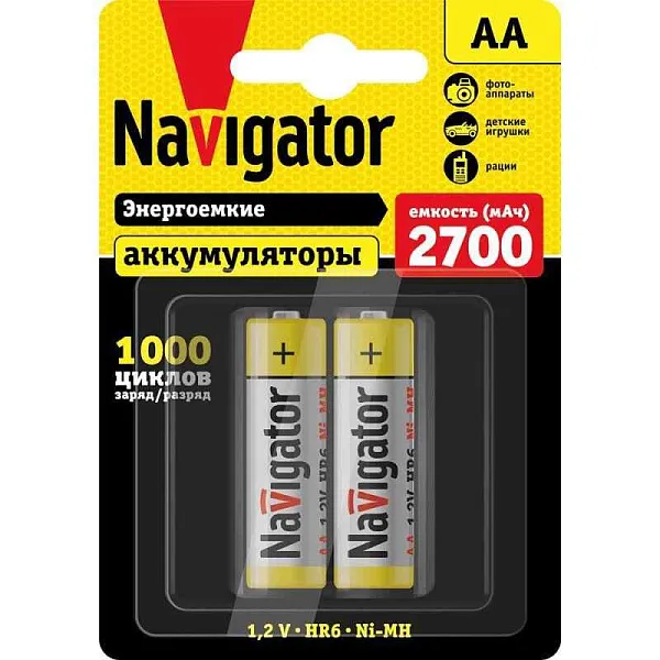 Аккумулятор AA/HR6 94 465 NHR-2700-HR6-BP2 (блист.2шт) Navigator 94465 