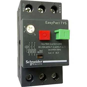 GZ1E04, 3P, 0.63A, 100kA, It=0.4_0.63A, Ie=8A, 15kW, CLASS 10A, обрыв L Schneider