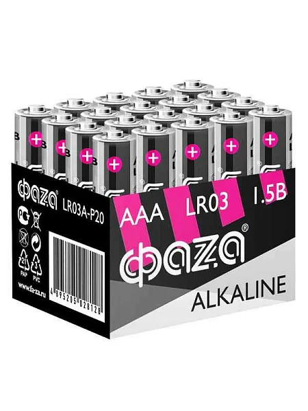 Элемент питания алкалиновый AAA/LR03 1.5В Alkaline Pack-20 (уп.20шт) ФАZА 5028128 