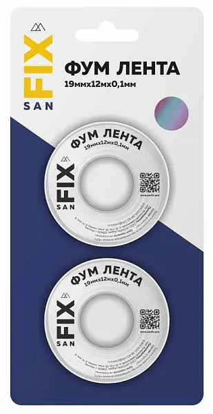 Лента ФУМ 19х0.1х12000х0.3г/куб.см 55/25мм (блистер 2шт) SANFIX RTP 41217 