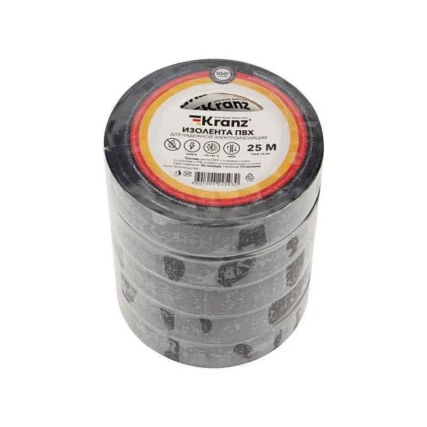 Изолента ПВХ 0.13х19мм 25м черн. Kranz KR-09-2206 
