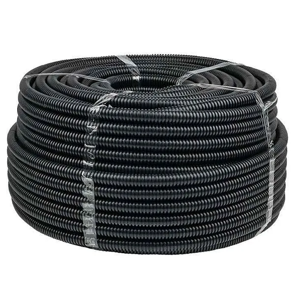 Труба гофрированная d20мм с протяжкой безгалоген. трудногорючая (FRHF) черн. (уп.100м) Plast EKF FRHF-20 