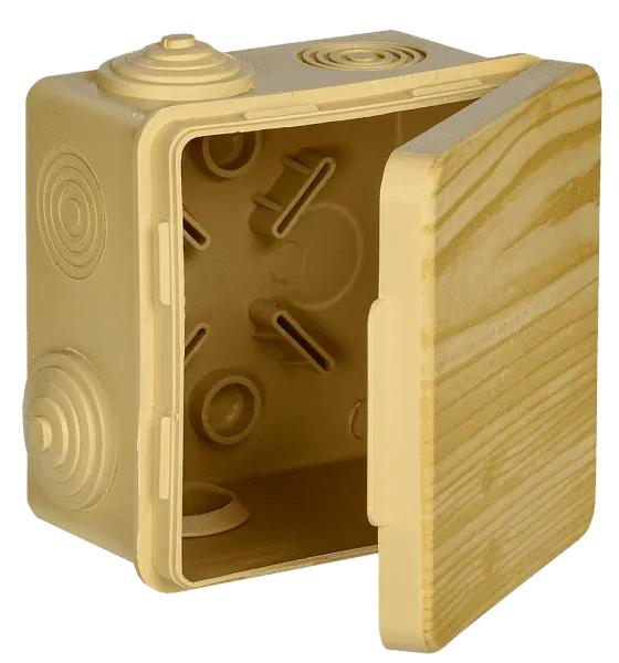 Коробка распаячная КМ о/п  80x80x50мм с откидной крышкой сосна IEK