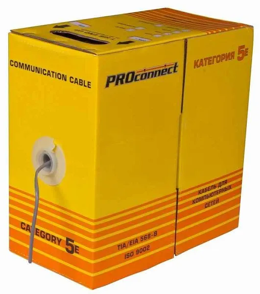 Кабель витая пара F/UTP 2х2х24AWG кат.5E solid CCA PVC сер. (м) PROCONNECT 01-0121-3